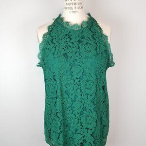 Beautiful Emerald Green Eyelash Lace Blouse Women's Size Large